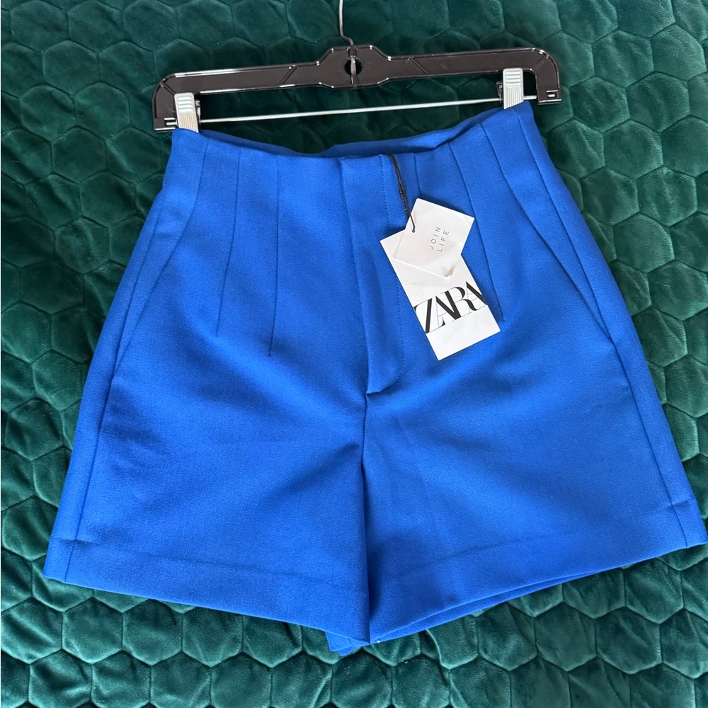 Zara Vibrant Blue High Waist Shorts